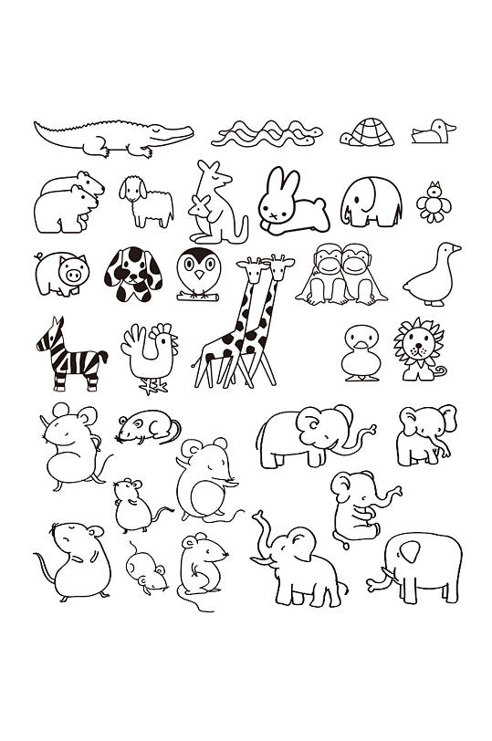 时尚动物简笔画素材