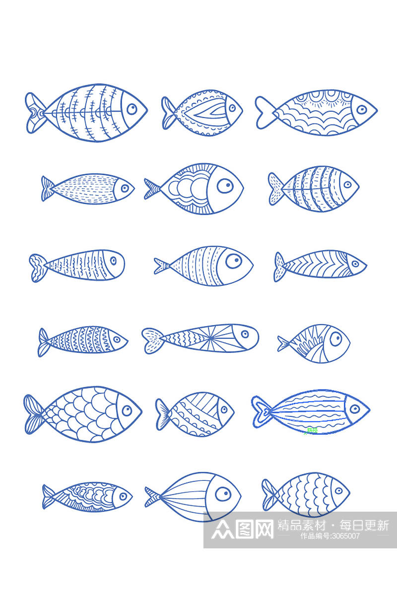 海洋生物简笔画设计素材