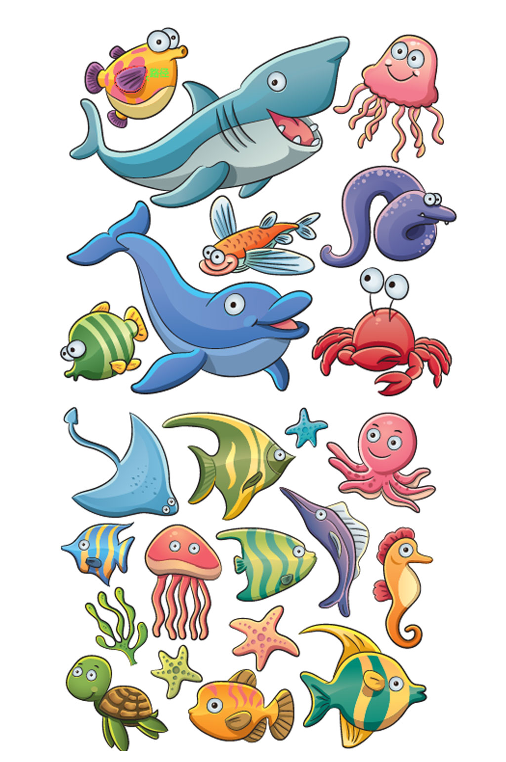 海洋动植物简笔画彩色图片