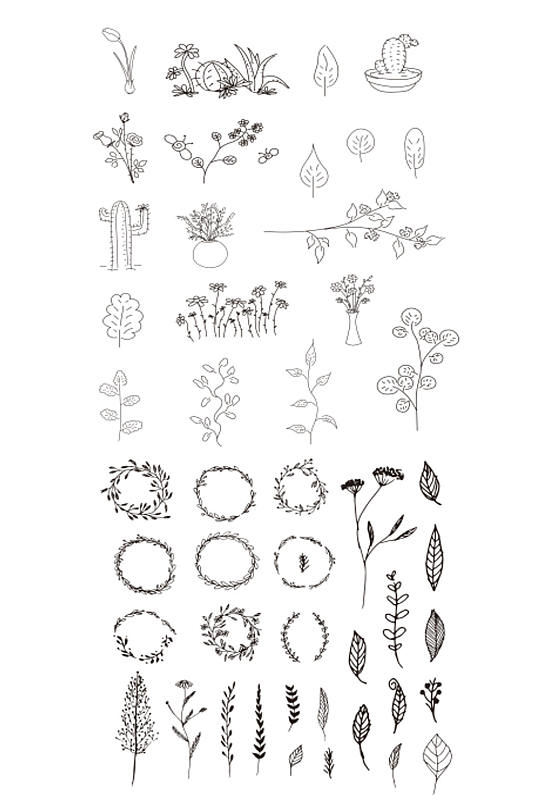 大气植物简笔画素材