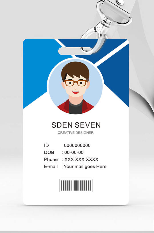 公司蓝色工作证胸牌设计素材-公司蓝色工作证胸牌模板下载-众图网