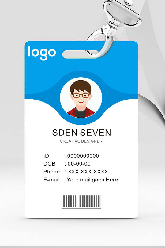 公司蓝色工作证胸牌设计素材-公司蓝色工作证胸牌模板下载-众图网