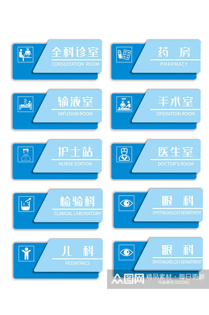 医院科室牌导视牌蓝色素材