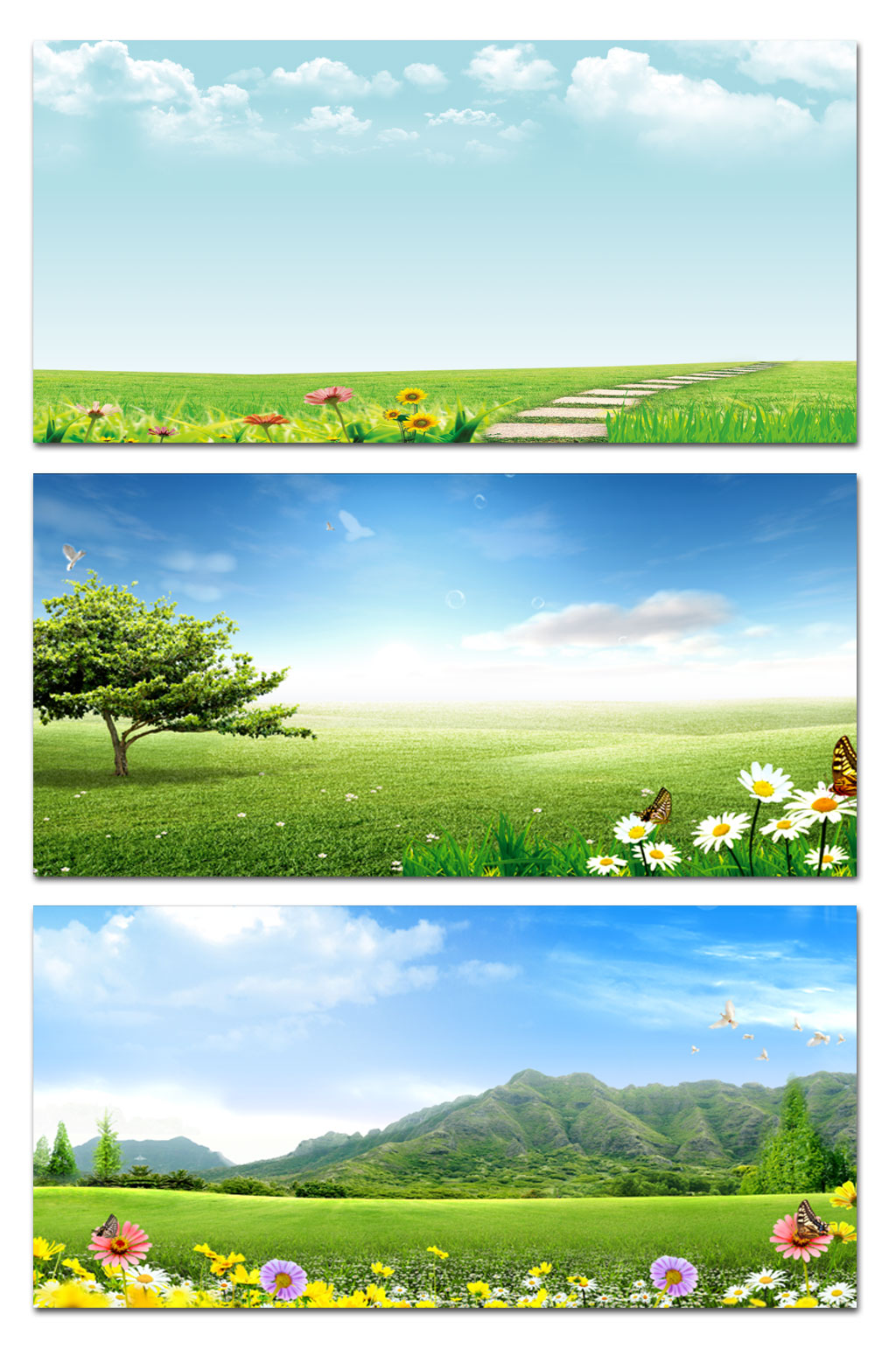 大气蓝天白云城市展板背景素材