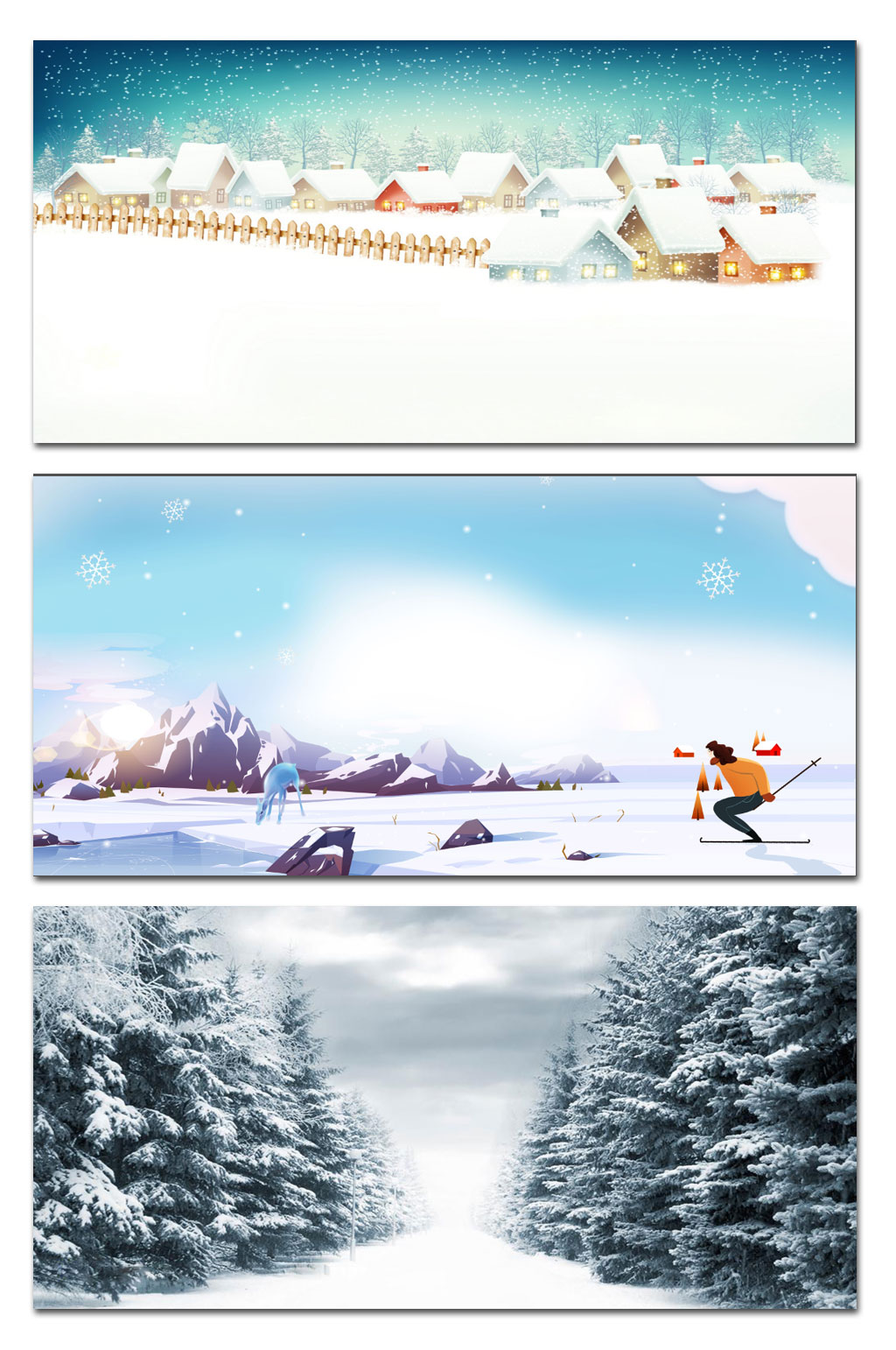 高清冬天雪地背景展板素材素材