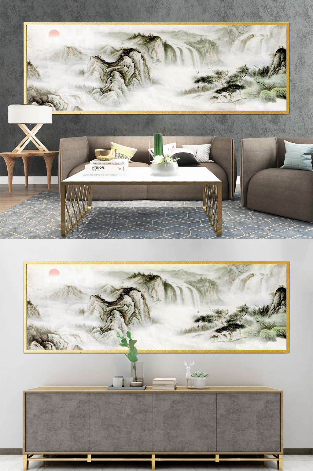大气山水中式装饰画素材