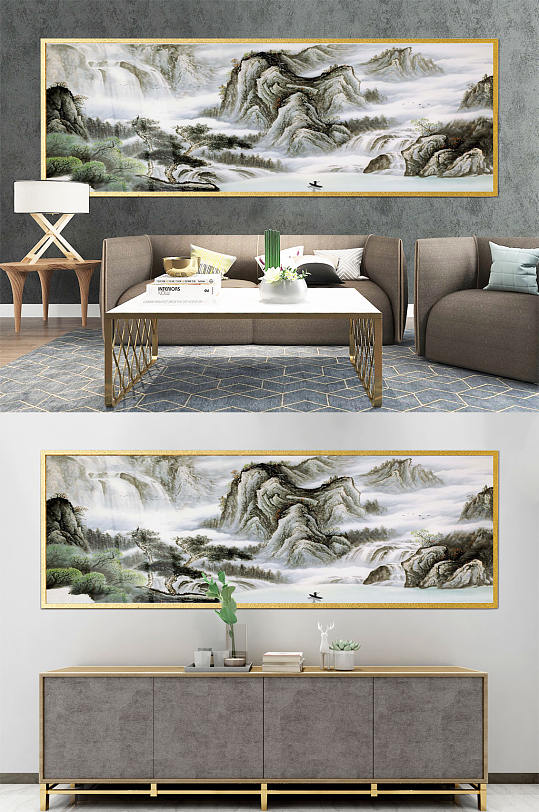创意山水中式装饰画-众图网