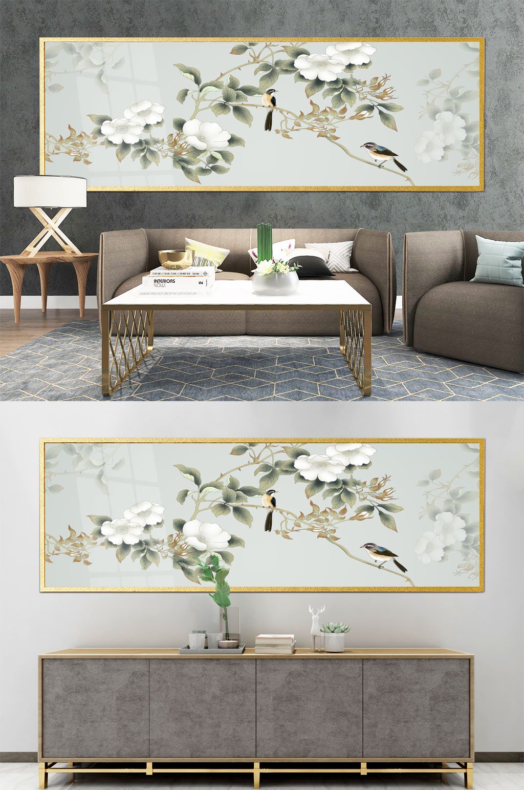 时尚山水中式装饰画素材