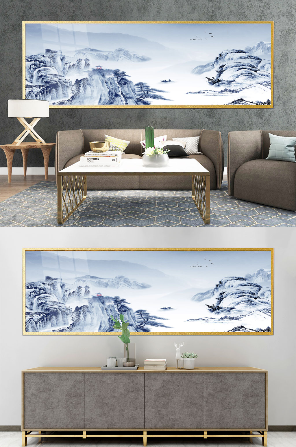 大气山水中式装饰画素材