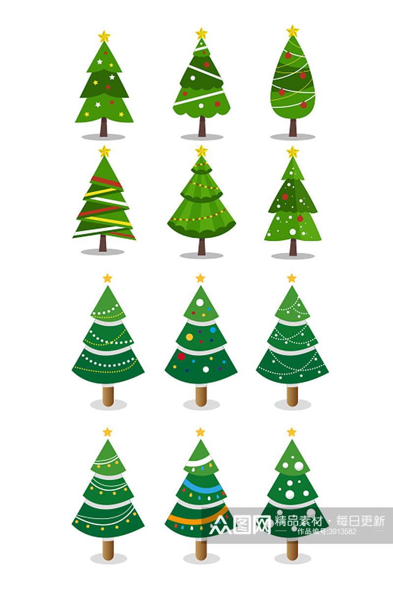 绿色矢量圣诞树素材素材
