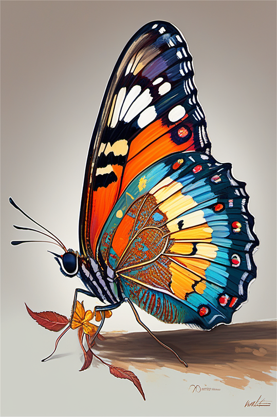 数字艺术蝴蝶邮票插图
