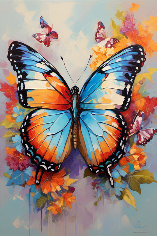 数字艺术蝴蝶邮票插图