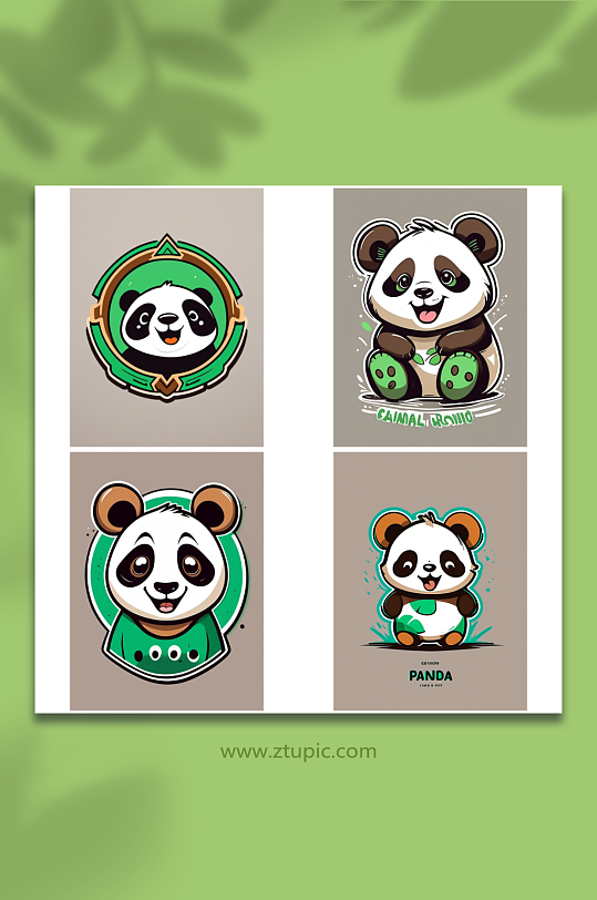 数字艺术熊猫标志PNG图片