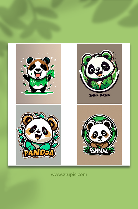 数字艺术熊猫标志PNG图片