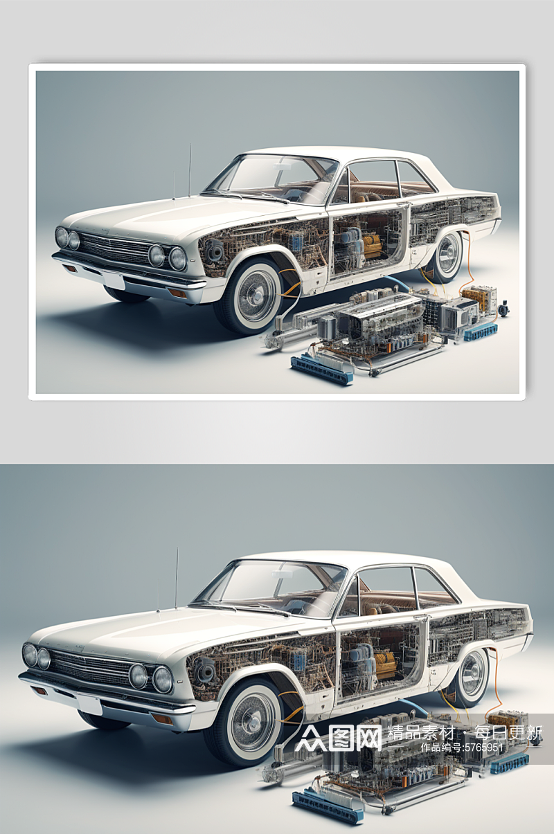 数字艺术复古汽车零件图片素材