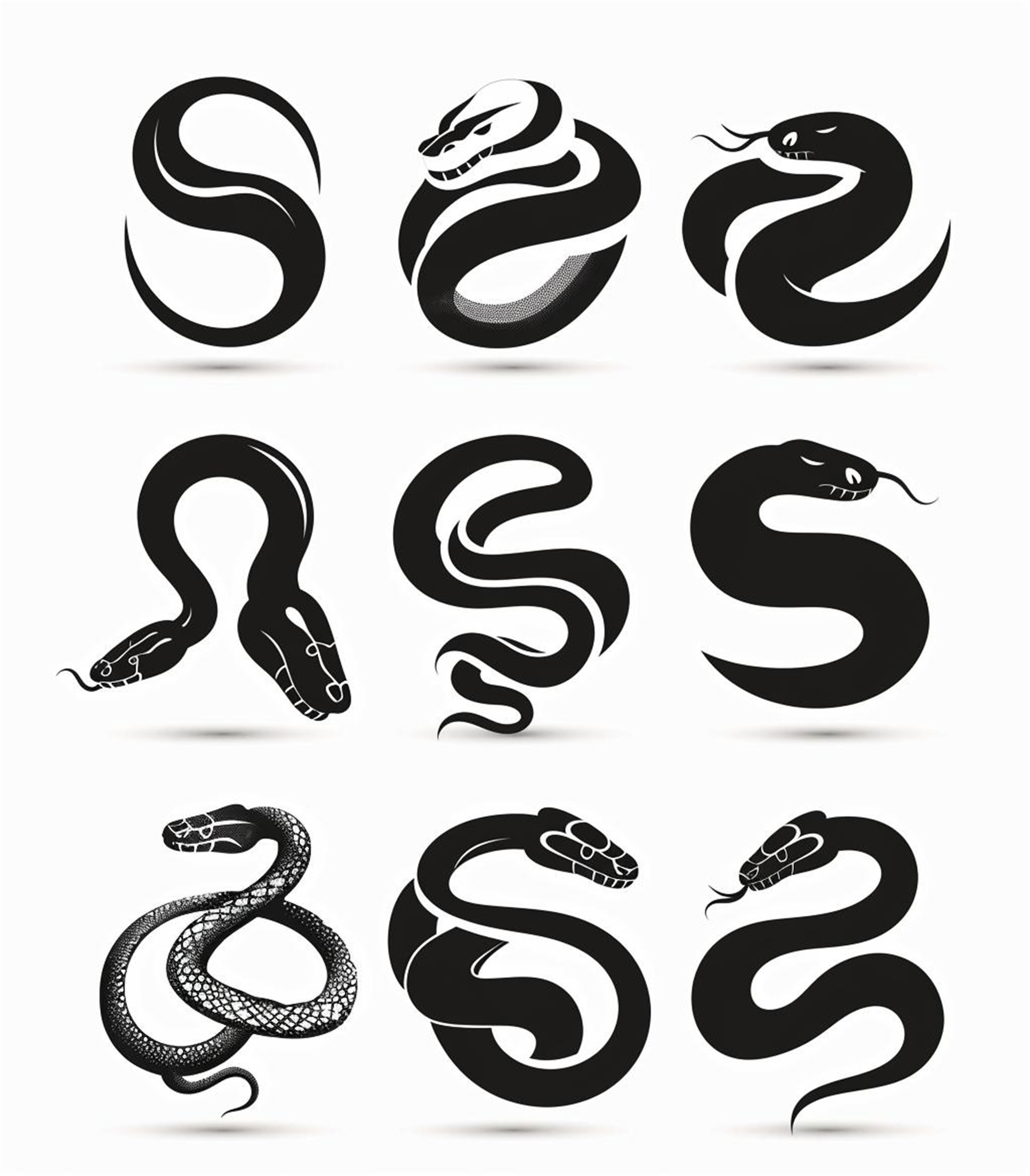 数字艺术蛇形插画纹身图案蛇图腾素材
