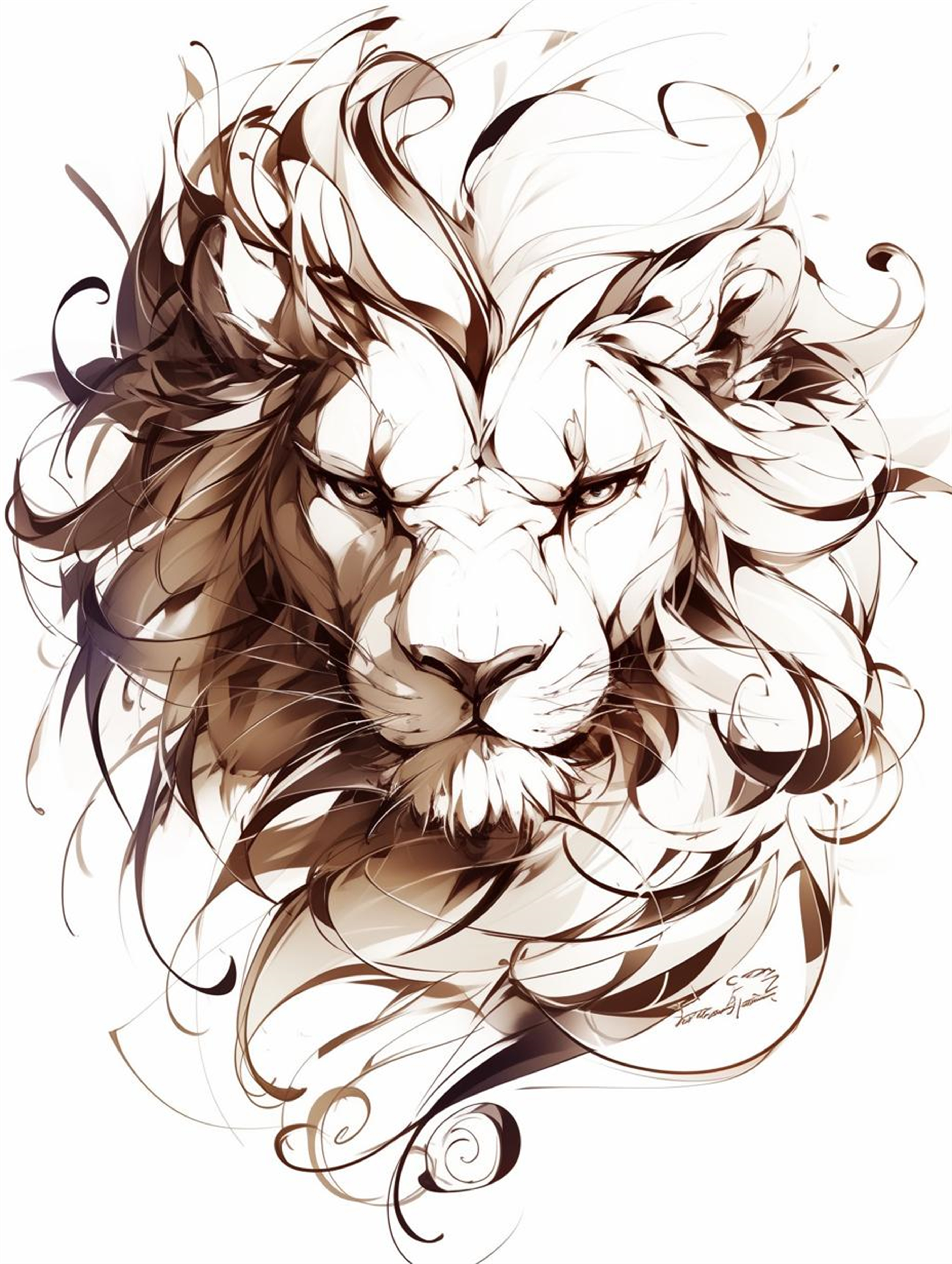数字艺术手绘狮子插画素材