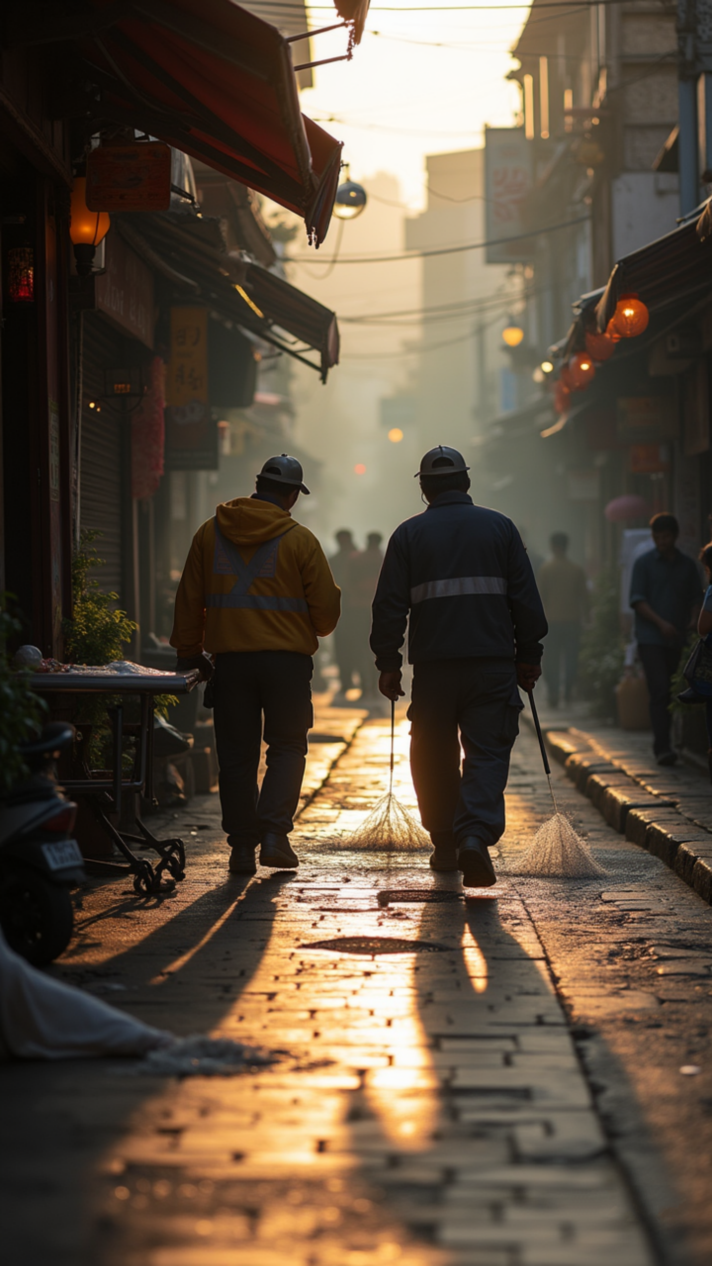 环卫工人打扫街道场景素材素材