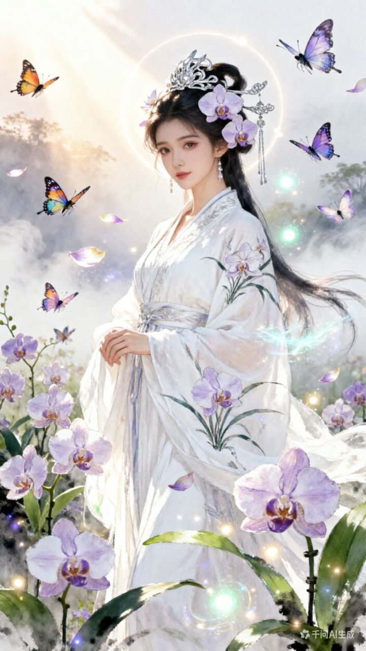 兰花仙子手绘人物素材