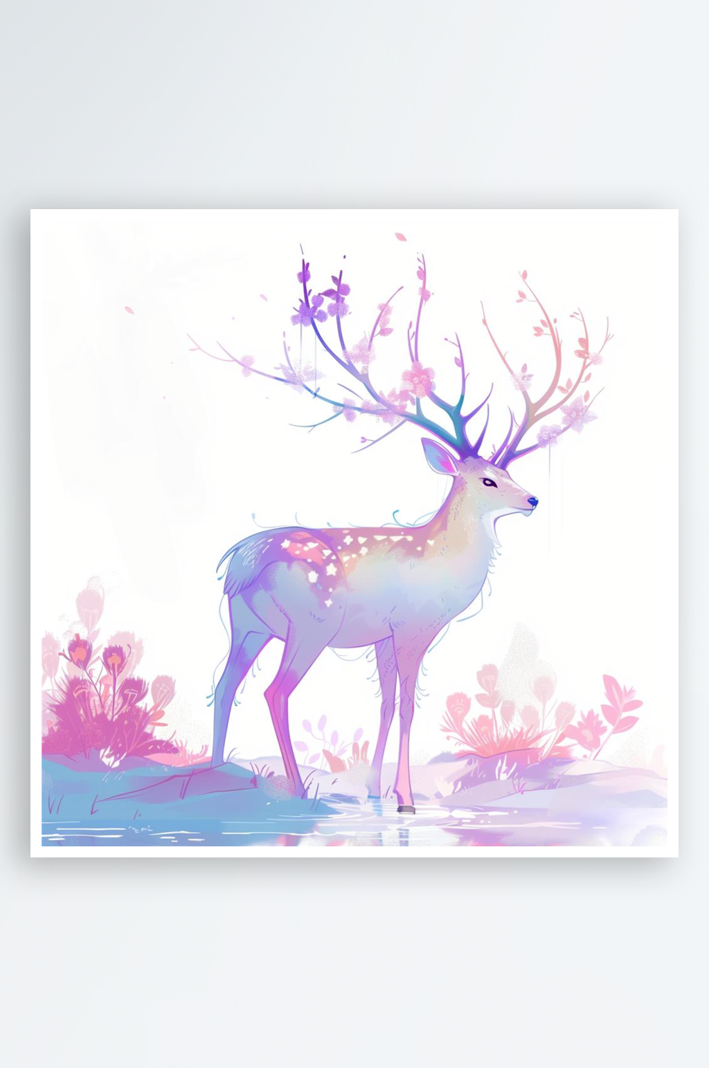 数字艺术梦幻梅花鹿插画梅花鹿素材素材