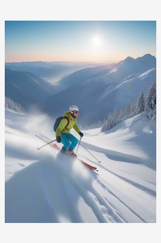 数字艺术滑雪海报