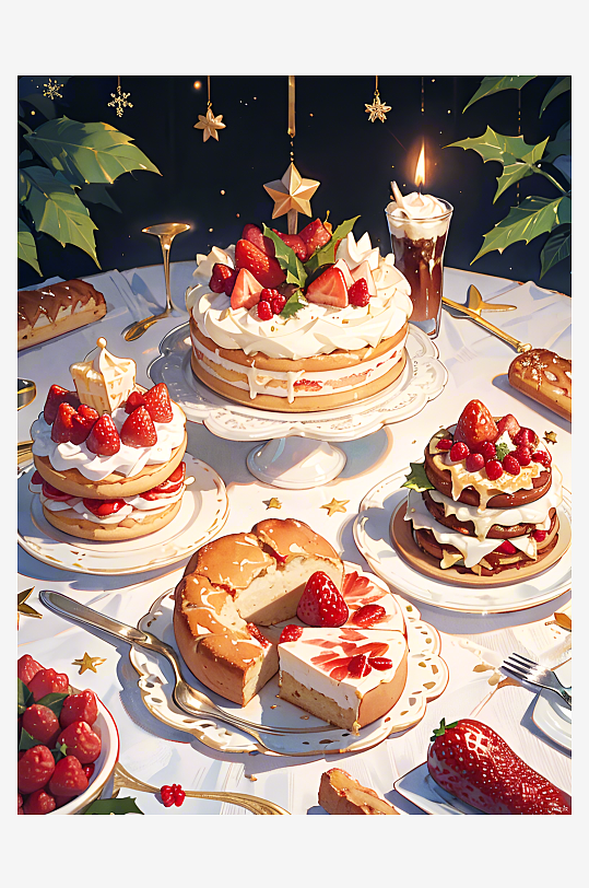 数字艺术美食壁纸圣诞蛋糕生日蛋糕插图