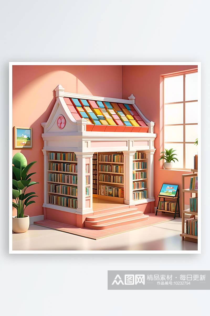 数字艺术书店模型游戏模型素材