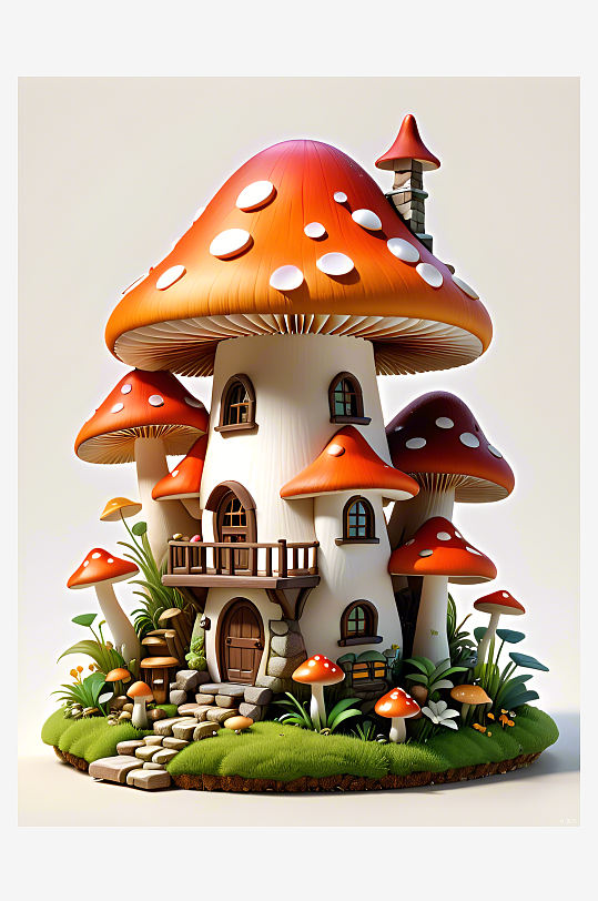 数字艺术蘑菇屋模型游戏模型