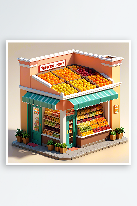 数字艺术水果店模型