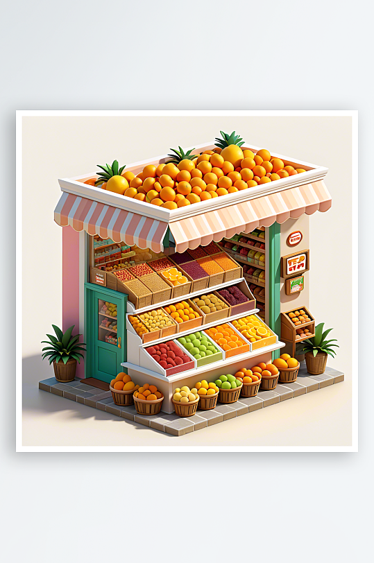 数字艺术水果店模型