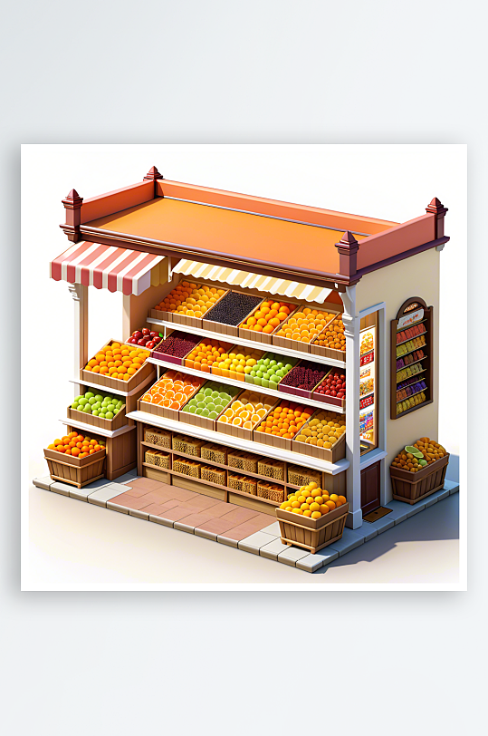 数字艺术水果店模型游戏模型