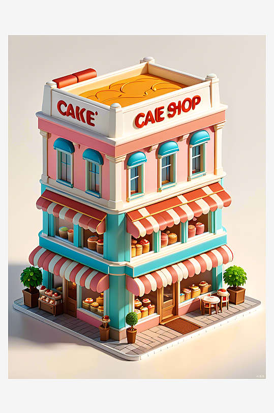 数字艺术蛋糕店模型