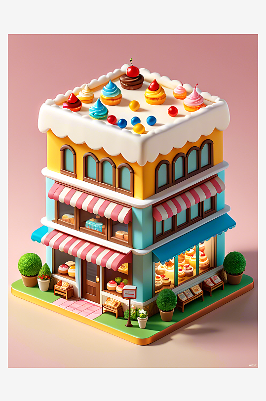 数字艺术蛋糕店模型