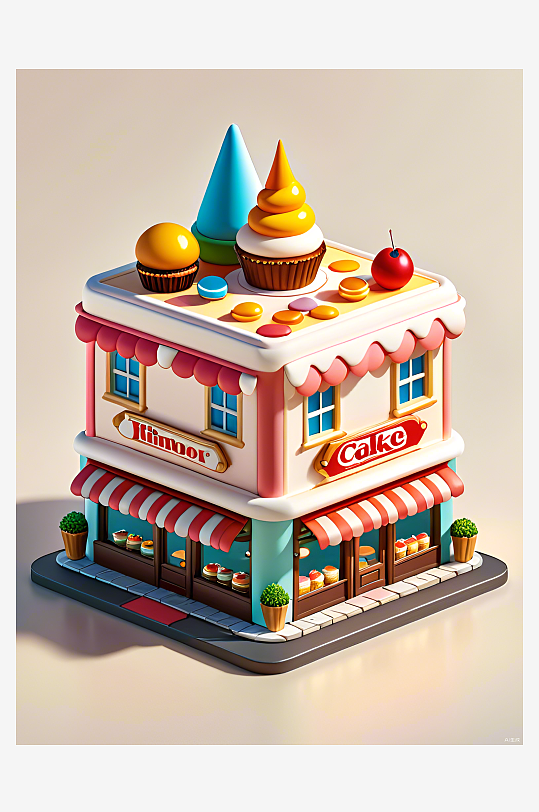 数字艺术蛋糕店模型游戏模型