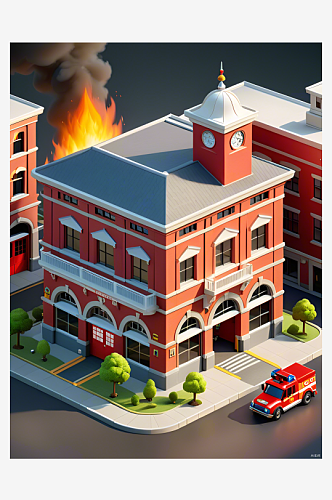 数字艺术消防队模型