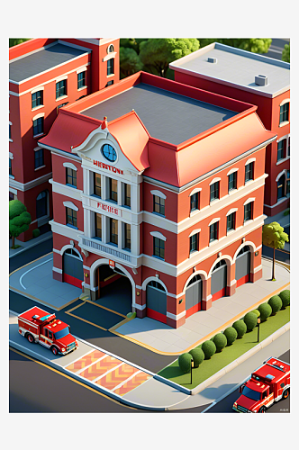 数字艺术消防队模型