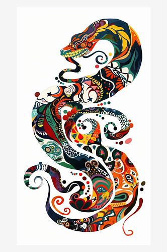 数字艺术抽象艺术蛇花纹