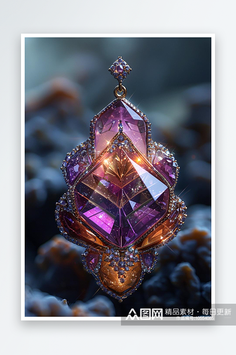 数字艺术紫水晶吊坠首饰素材
