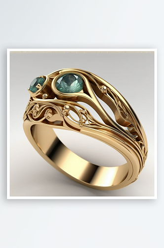 数字艺术黄金戒指创意设计情人戒指设计