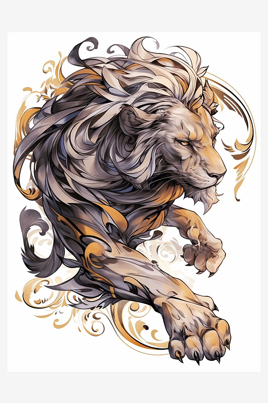 数字艺术手绘狮子插画