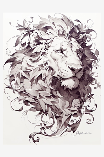 数字艺术手绘狮子插画
