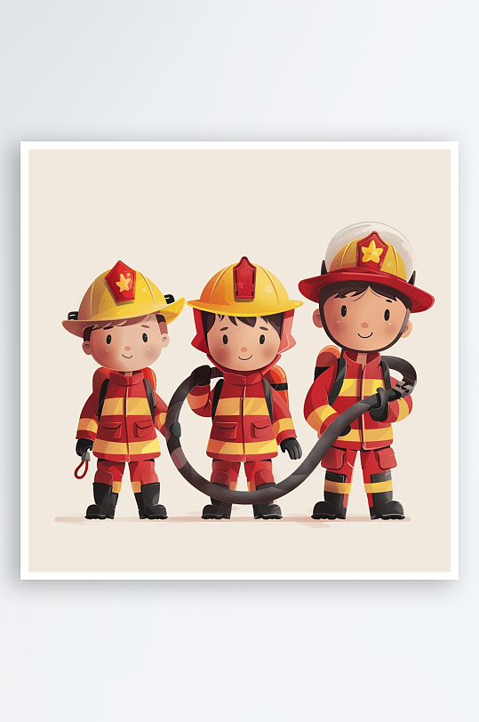 数字艺术消防员人物插图
