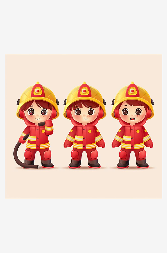 数字艺术消防员人物插图