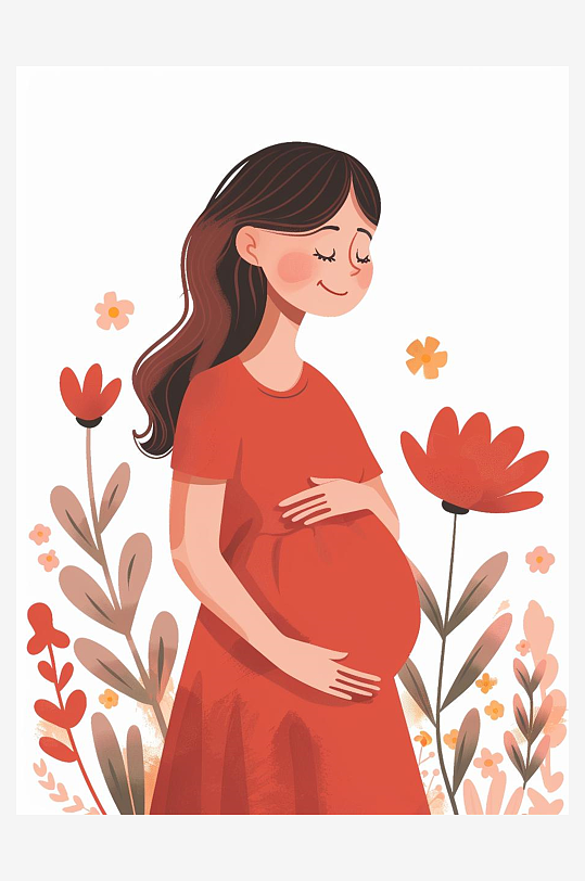 数字艺术孕妇母亲节插画母亲节插画背景