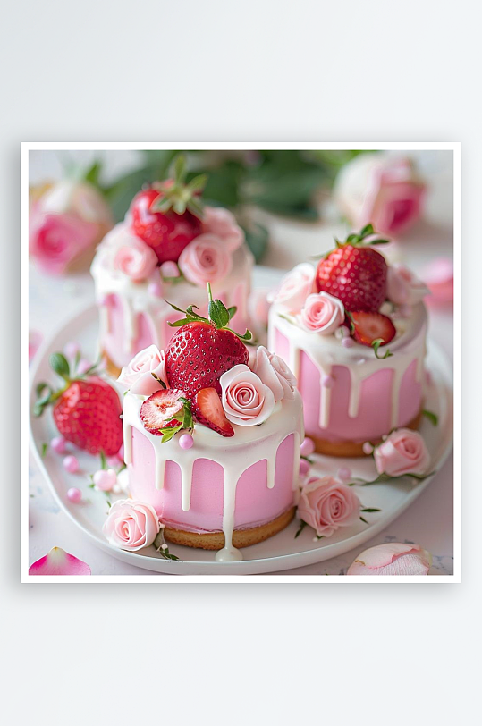 数字艺术创意草莓蛋糕创意甜品