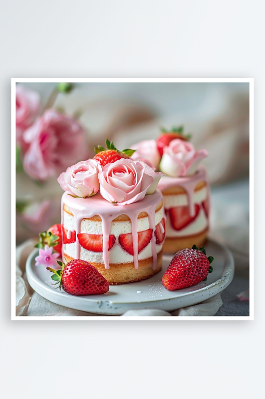 数字艺术创意草莓蛋糕