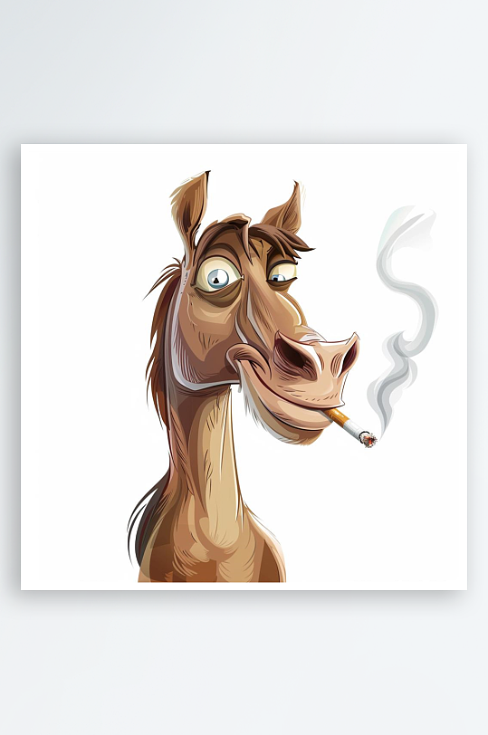 数字艺术抽烟的马插图