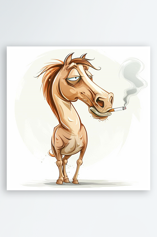 数字艺术抽烟的马插图