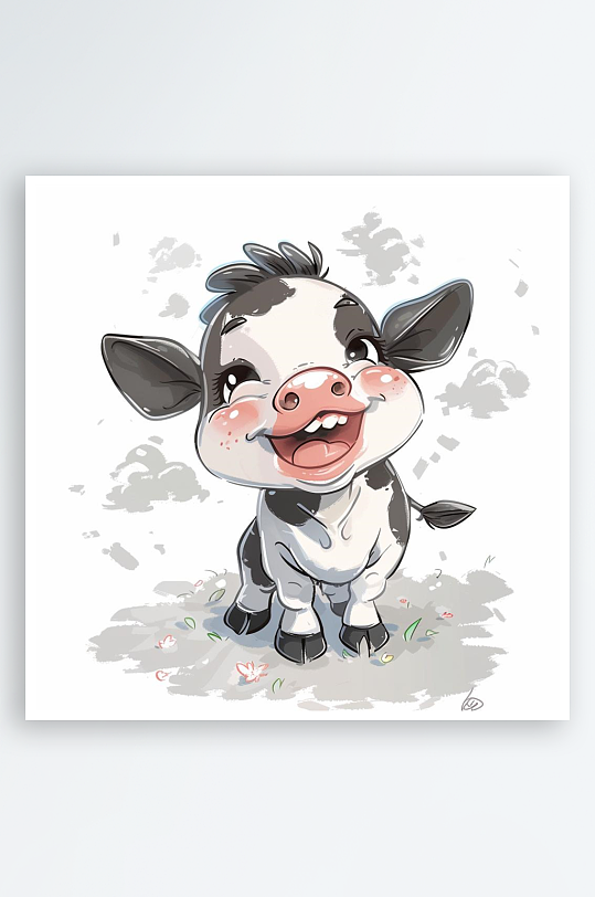 数字艺术生肖牛插画动物手绘