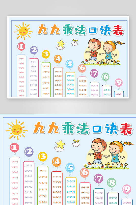 九九乘法表手抄报素材-众图网